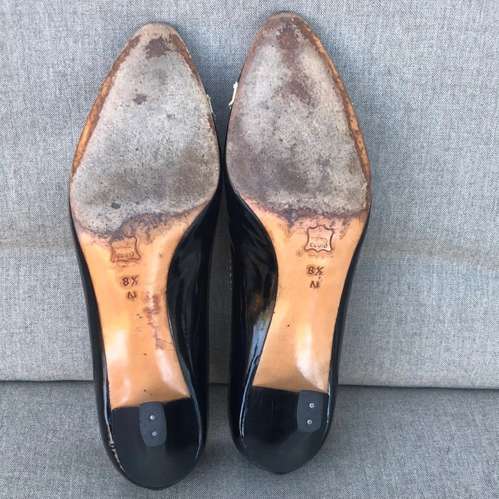 YSL Vintage Patent Spectator Pump in Ivory & Black - Picture 7 of 13